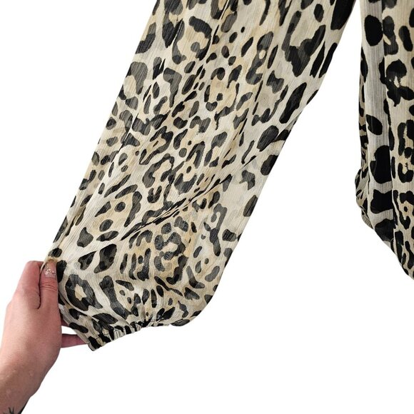 Joseph Ribkoff Leopard Print Bedazzled Jewel Long Sleeve Top Sz 12 - Picture 4 of 9